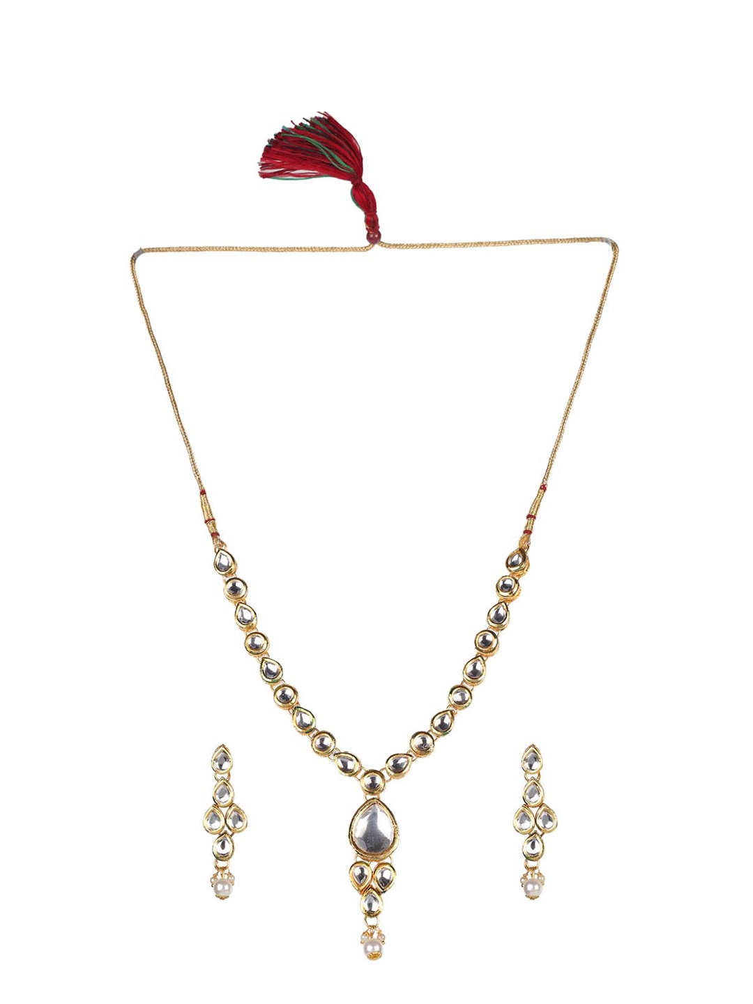 

MAD CLUB Kundan-Studded & Beaded Jewellery Set, Gold