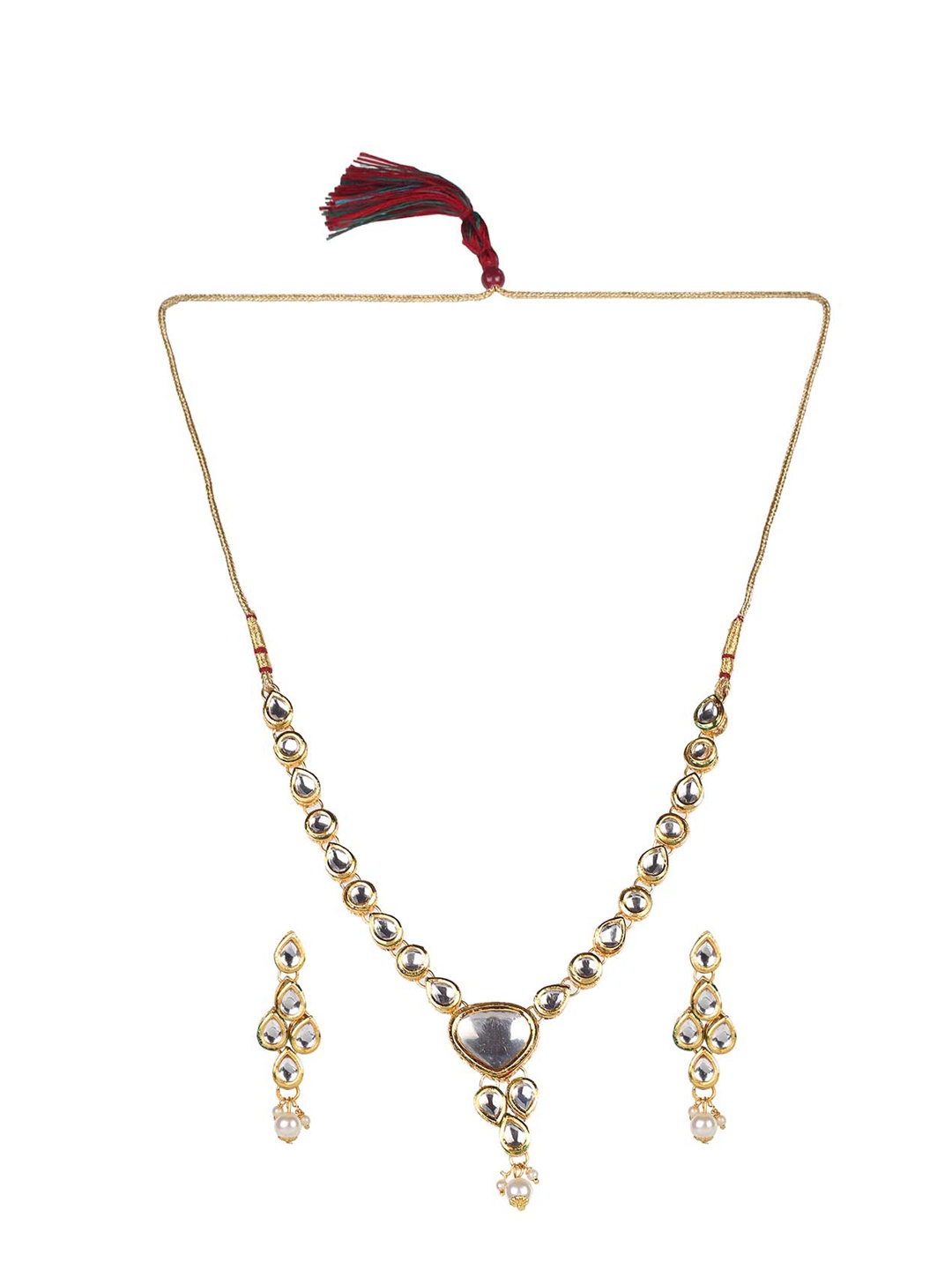 

MAD CLUB Kundan Studded & Beaded Jewellery Set, Gold