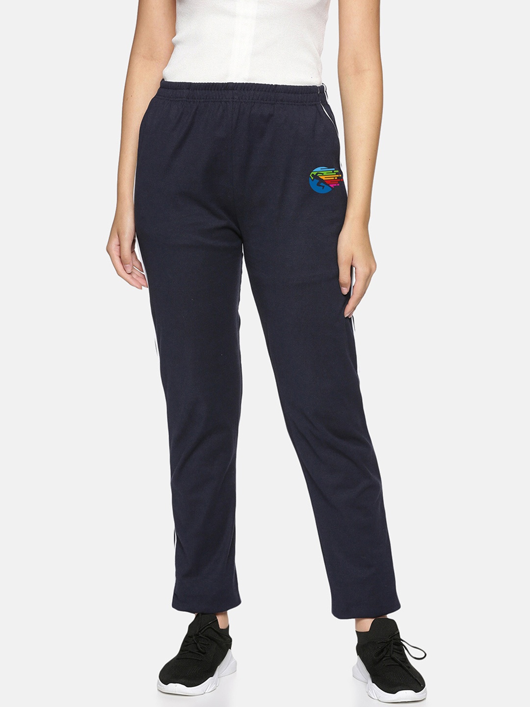 

NOT YET by us Women Piping Track Pant, Navy blue