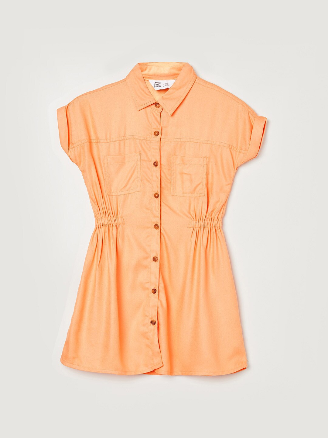 

Fame Forever by Lifestyle Shirt Collar A-Line Dress, Orange