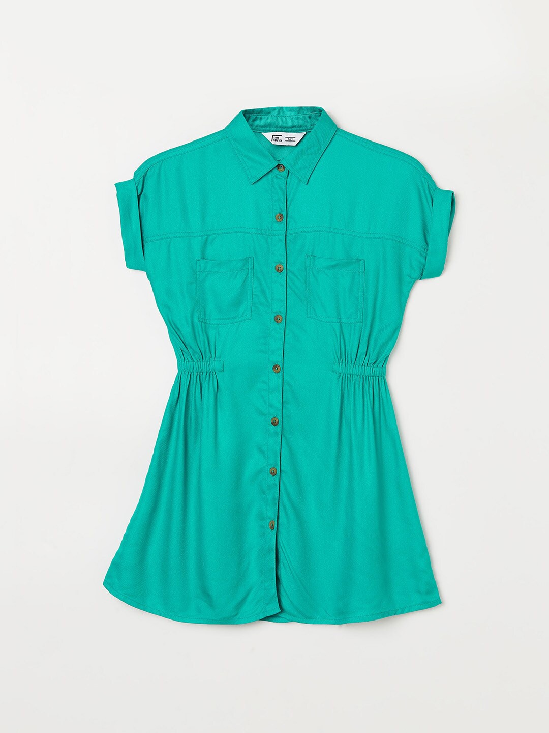

Fame Forever by Lifestyle Shirt Collar Shirt Dress, Green