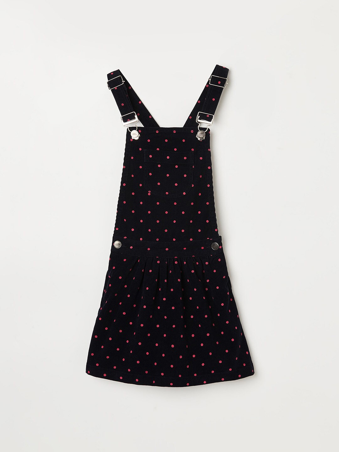 

Fame Forever by Lifestyle Pinafore Polka Dots Cotton Dress, Navy blue