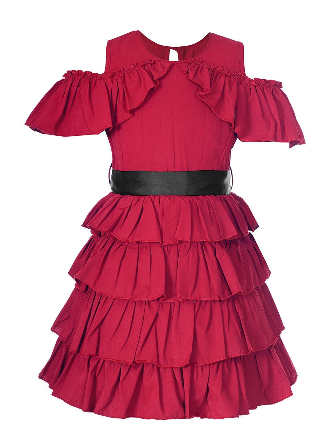 

Naughty Ninos Girls Ruffled Dress, Maroon