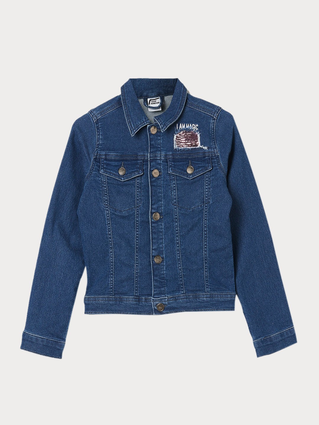 

Fame Forever by Lifestyle Girls Washed Denim Jacket, Blue