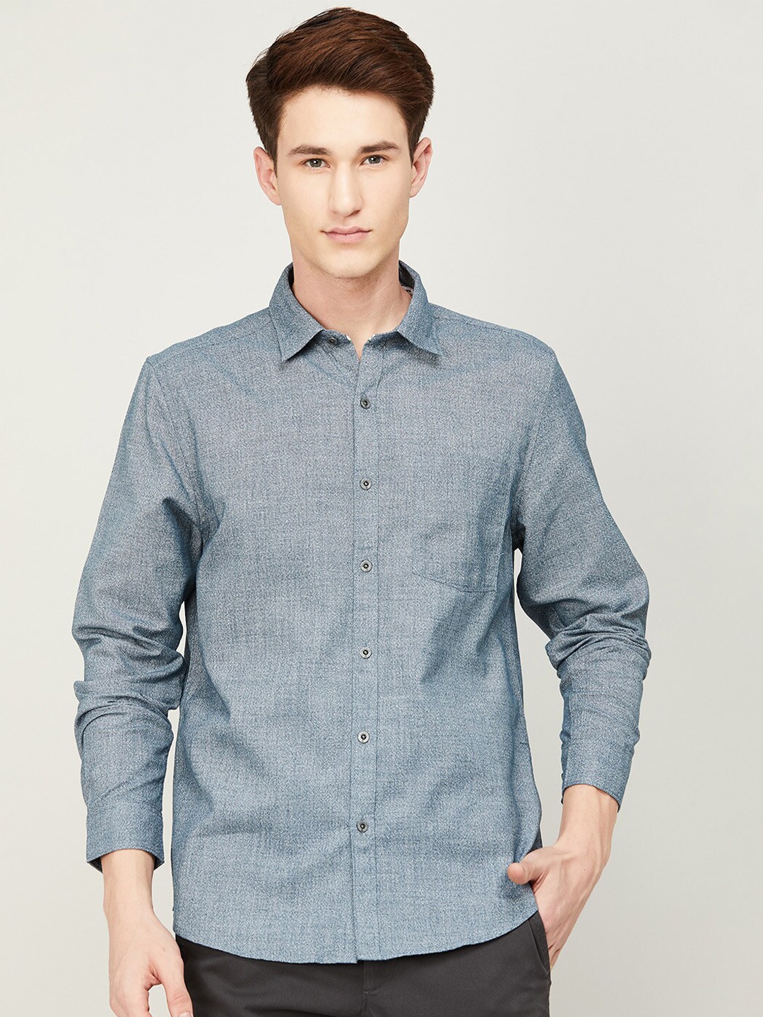 

Bossini Men Cotton Solid Casual Shirt, Navy blue