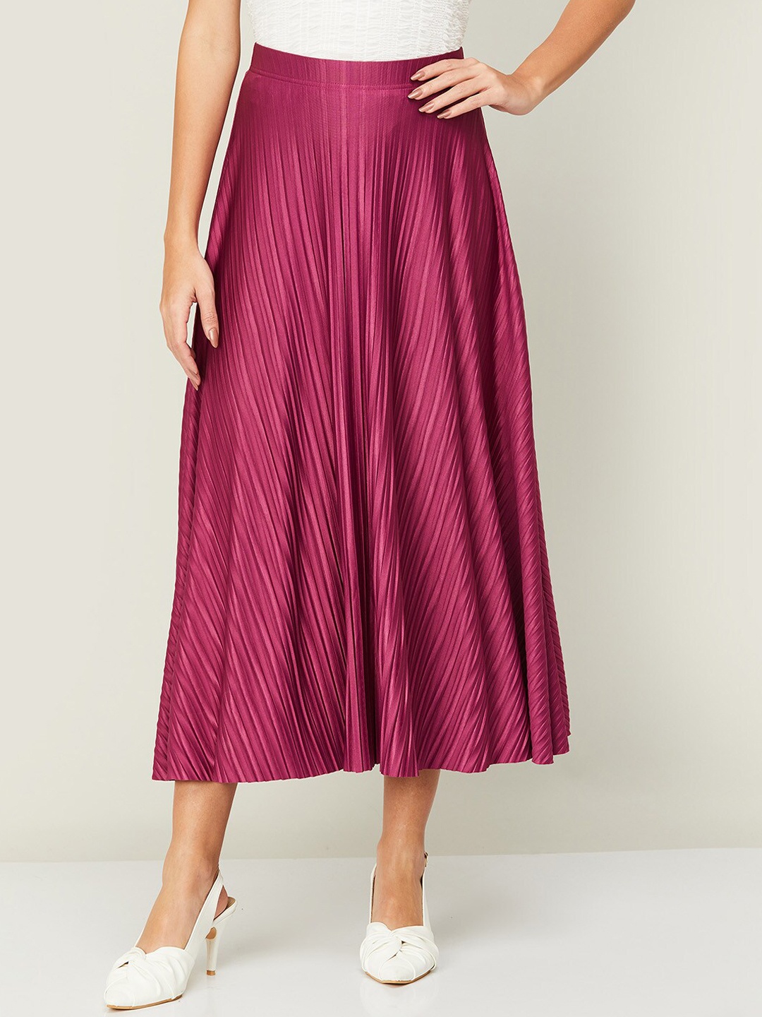 

CODE by Lifestyle Midi-Length Flared Skirt, Pink
