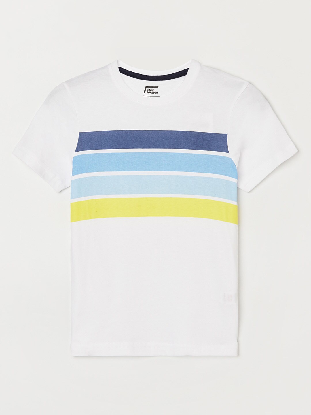 

Fame Forever by Lifestyle Boys Striped Printed Cotton T-shirt, White