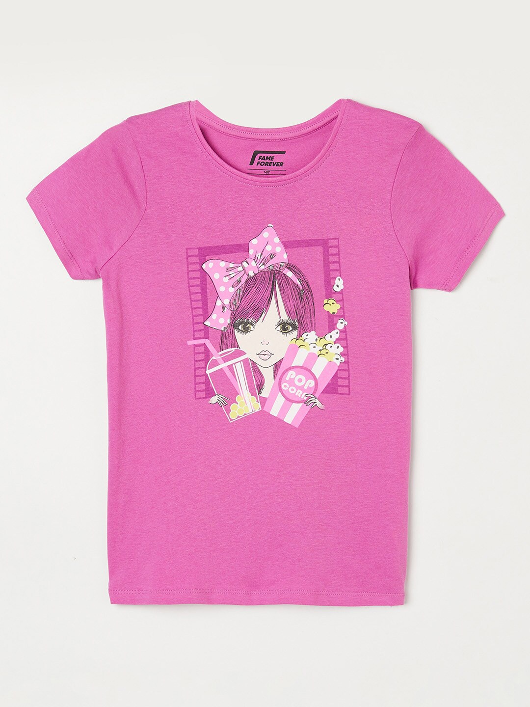 

Fame Forever by Lifestyle Girls Graphic Printed Cotton T-shirt, Pink