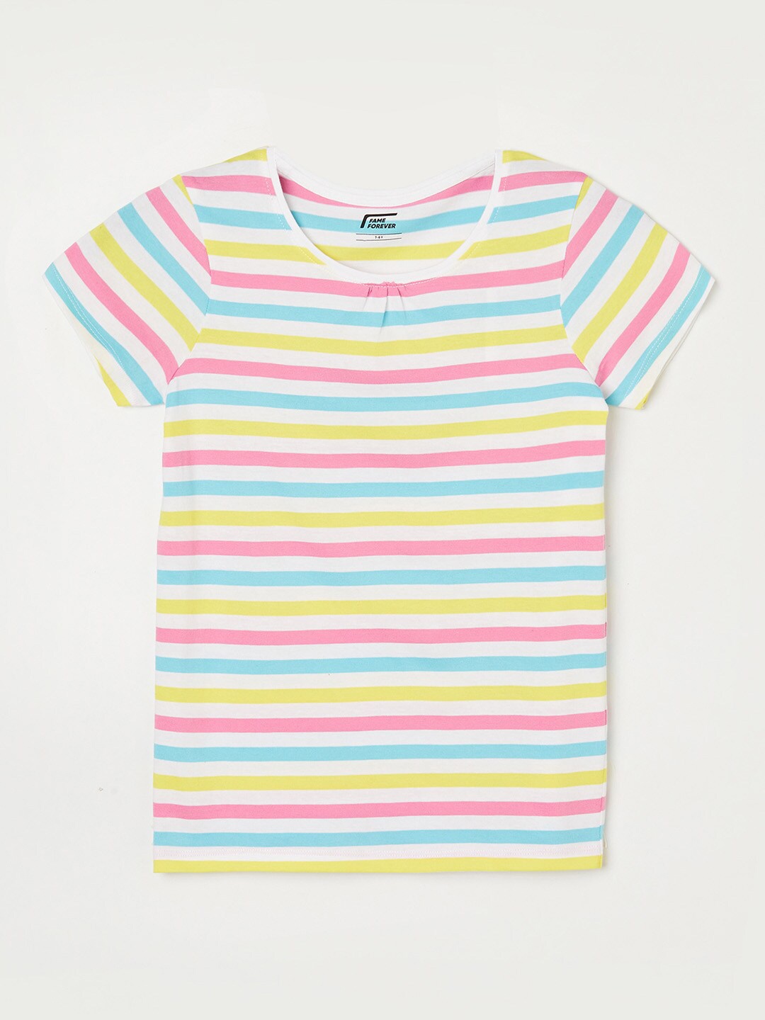 

Fame Forever by Lifestyle Girls Striped Cotton T-shirt, Yellow