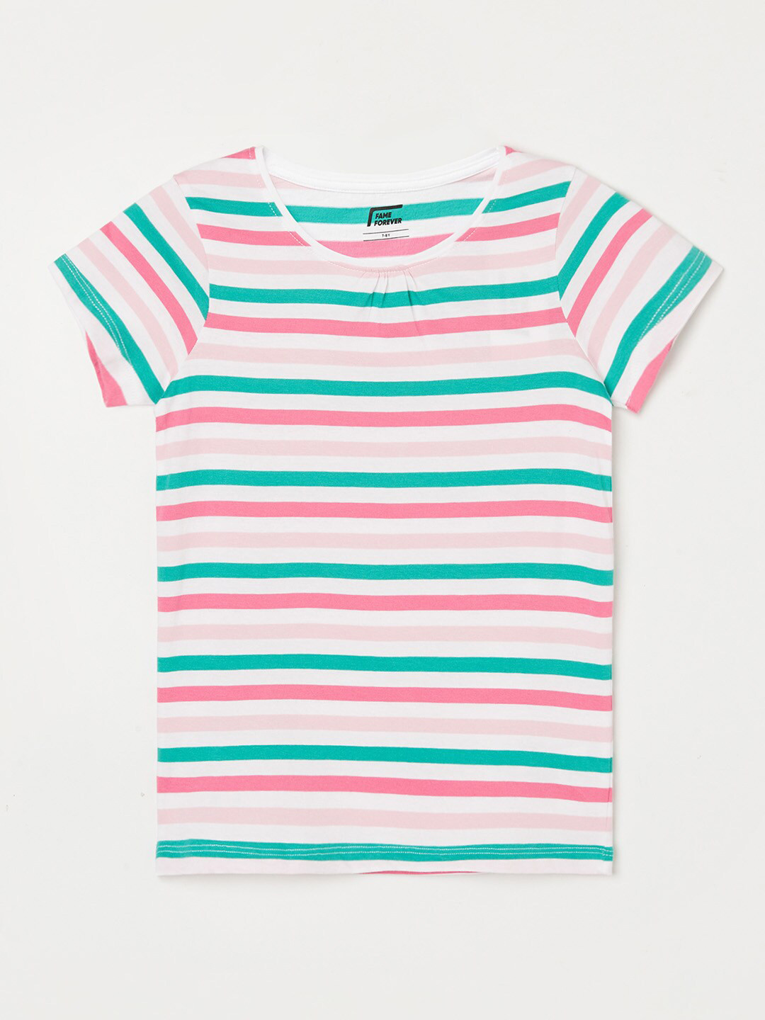 

Fame Forever by Lifestyle Girls Striped Cotton T-shirt, White