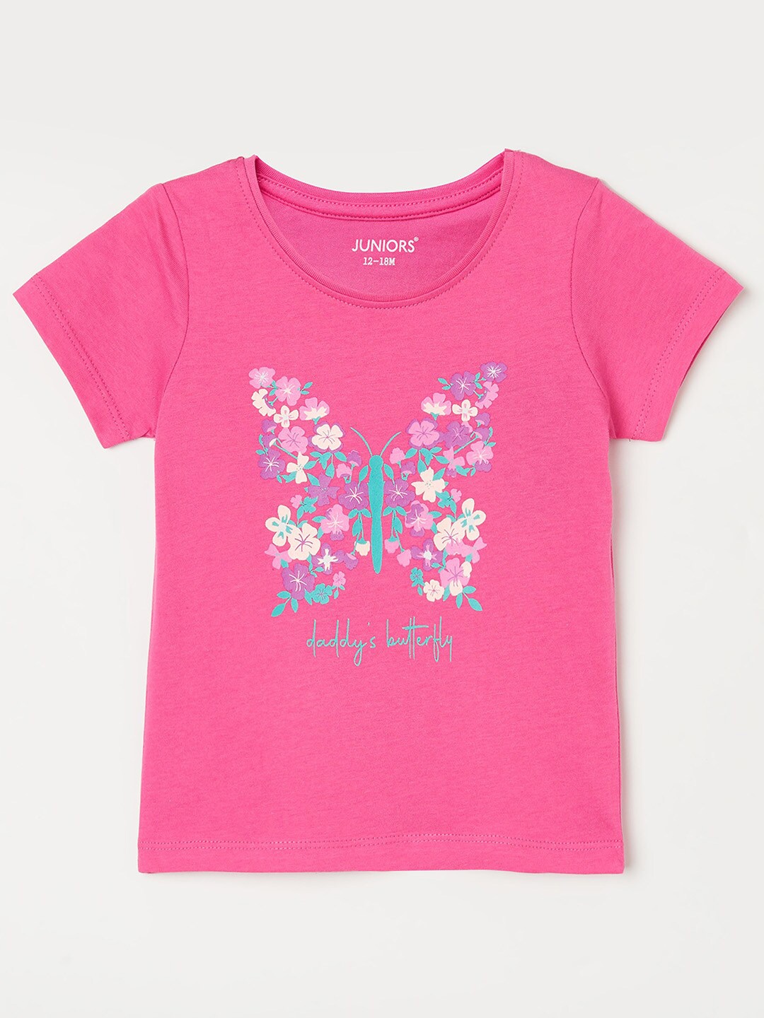 

Juniors by Lifestyle Girls Cotton Floral Printed T-shirt, Pink