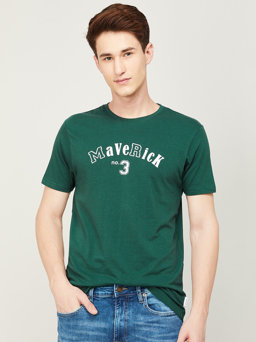 

Fame Forever by Lifestyle Men Typography Printed Cotton T-shirt, Green