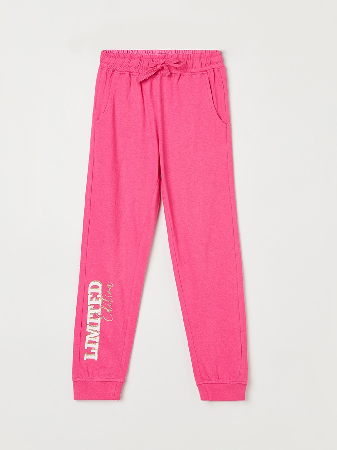 

Fame Forever by Lifestyle Girls Printed Cotton Joggers, Pink
