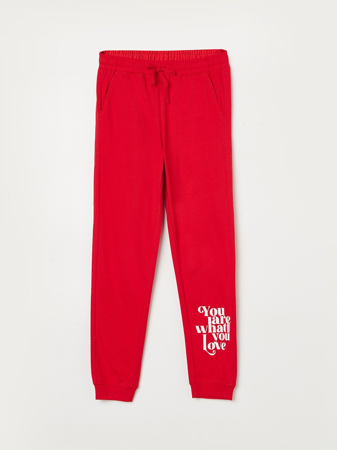 

Fame Forever by Lifestyle Girls Typography Printed Joggers, Red