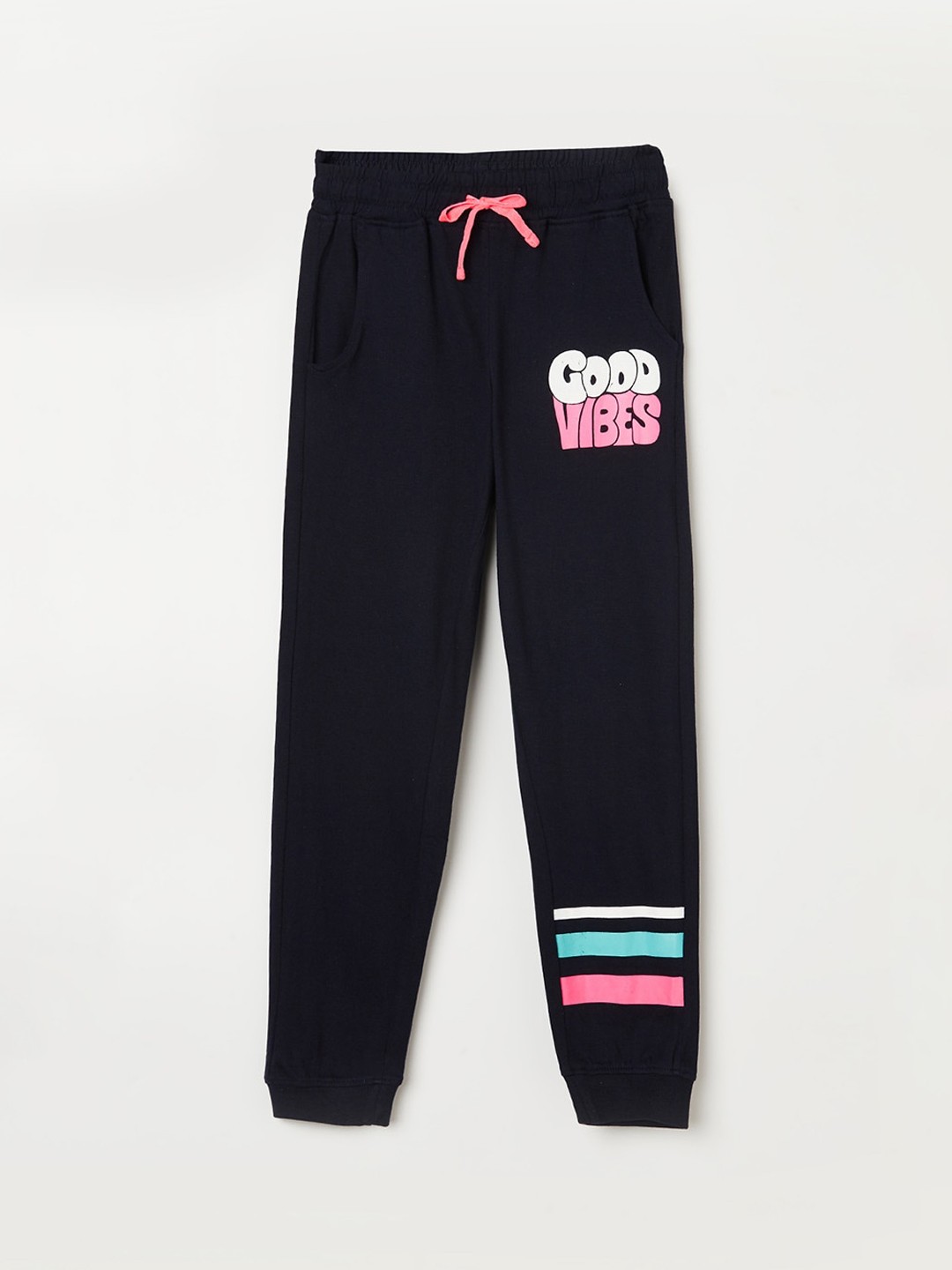 

Fame Forever by Lifestyle Girls Printed Cotton Joggers, Navy blue