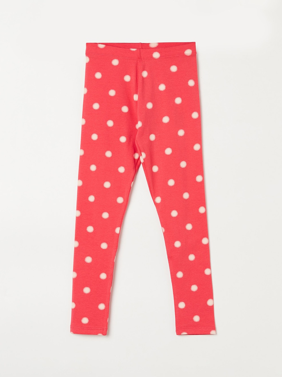 

Fame Forever by Lifestyle Girls Polka Dots Printed Ankle-Length Cotton Leggings, Coral