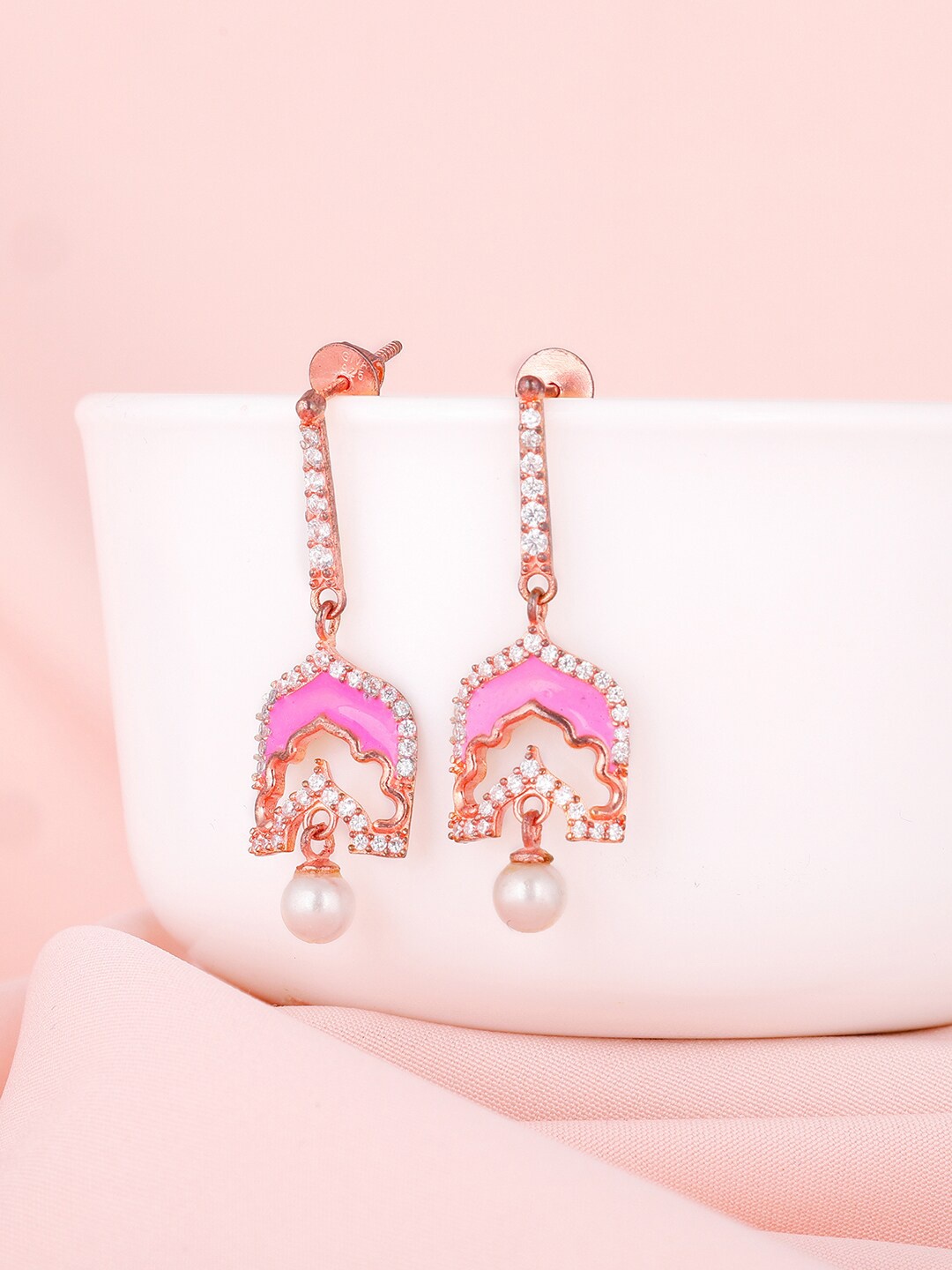 

GIVA Rose Gold Plated Contemporary Drop Earrings
