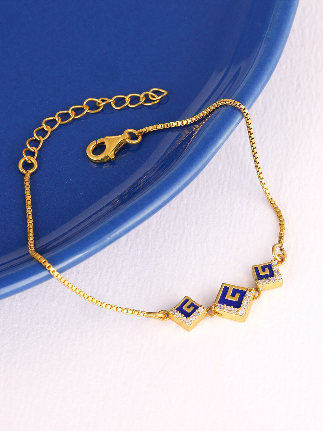 

GIVA Women Sterling Silver Gold-Plated Link Bracelet, Blue