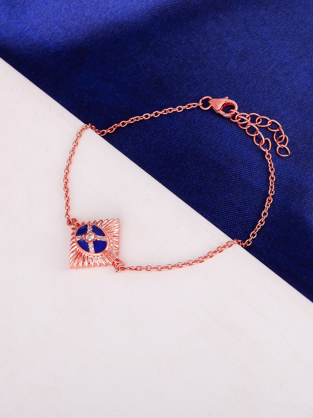 

GIVA Women Sterling Silver Rose Gold-Plated Link Bracelet