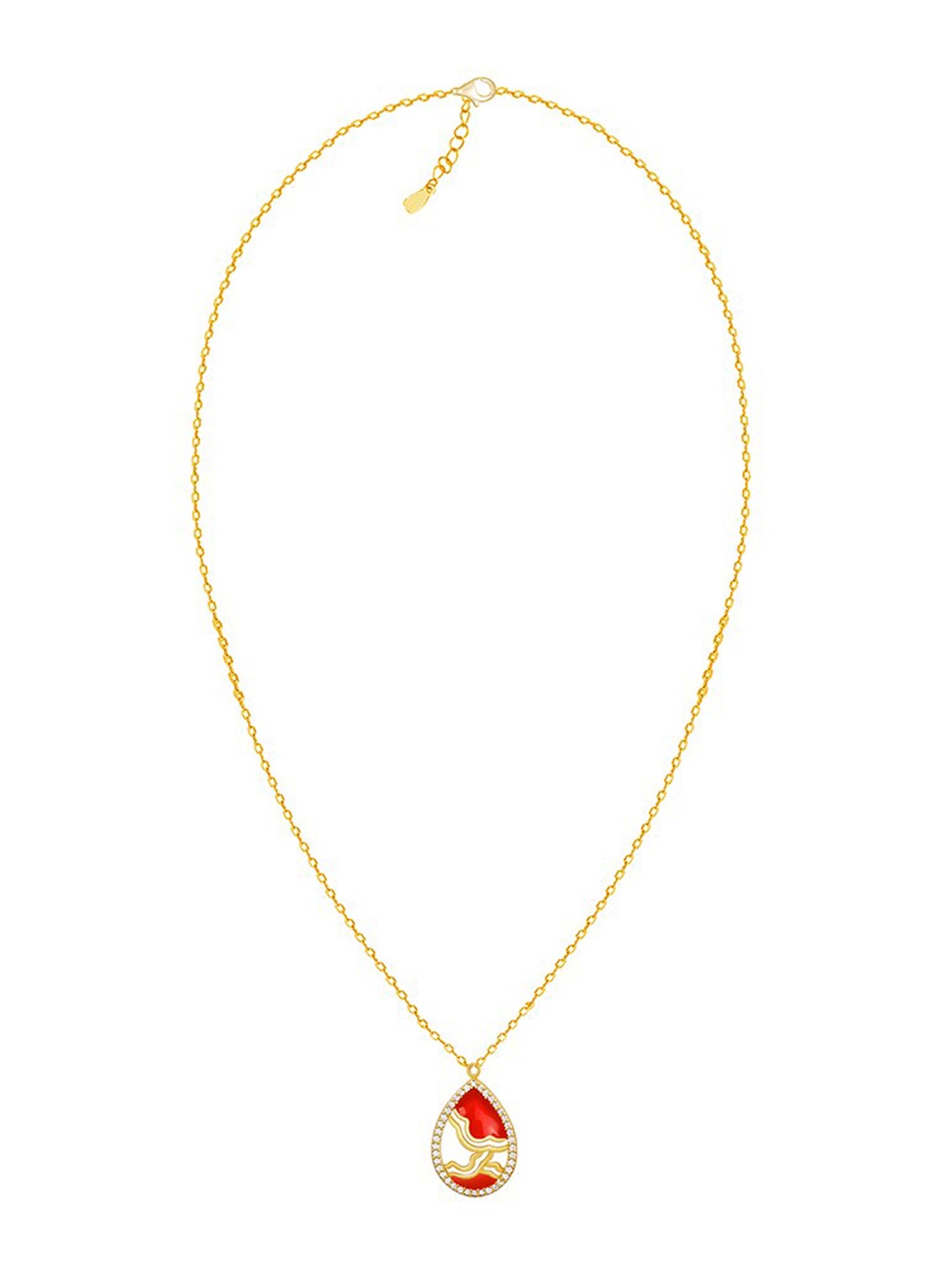 

GIVA 92.5 Sterling Gold-Plated & Cz Studded Royal Heritage Pendant with Link Chain