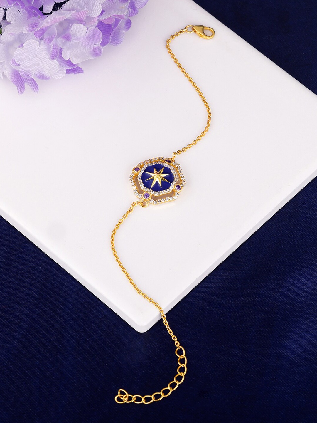 

GIVA Women Sterling Silver Gold-Plated Link Bracelet