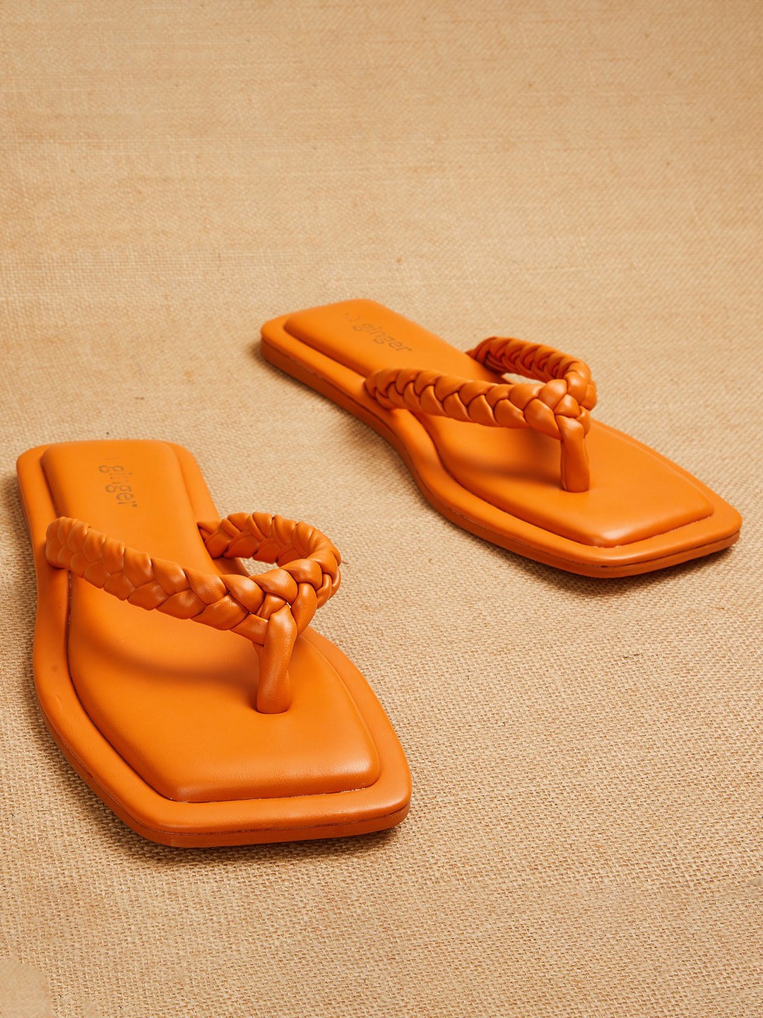 

Ginger by Lifestyle Women Textured T-Strap Flats, Orange