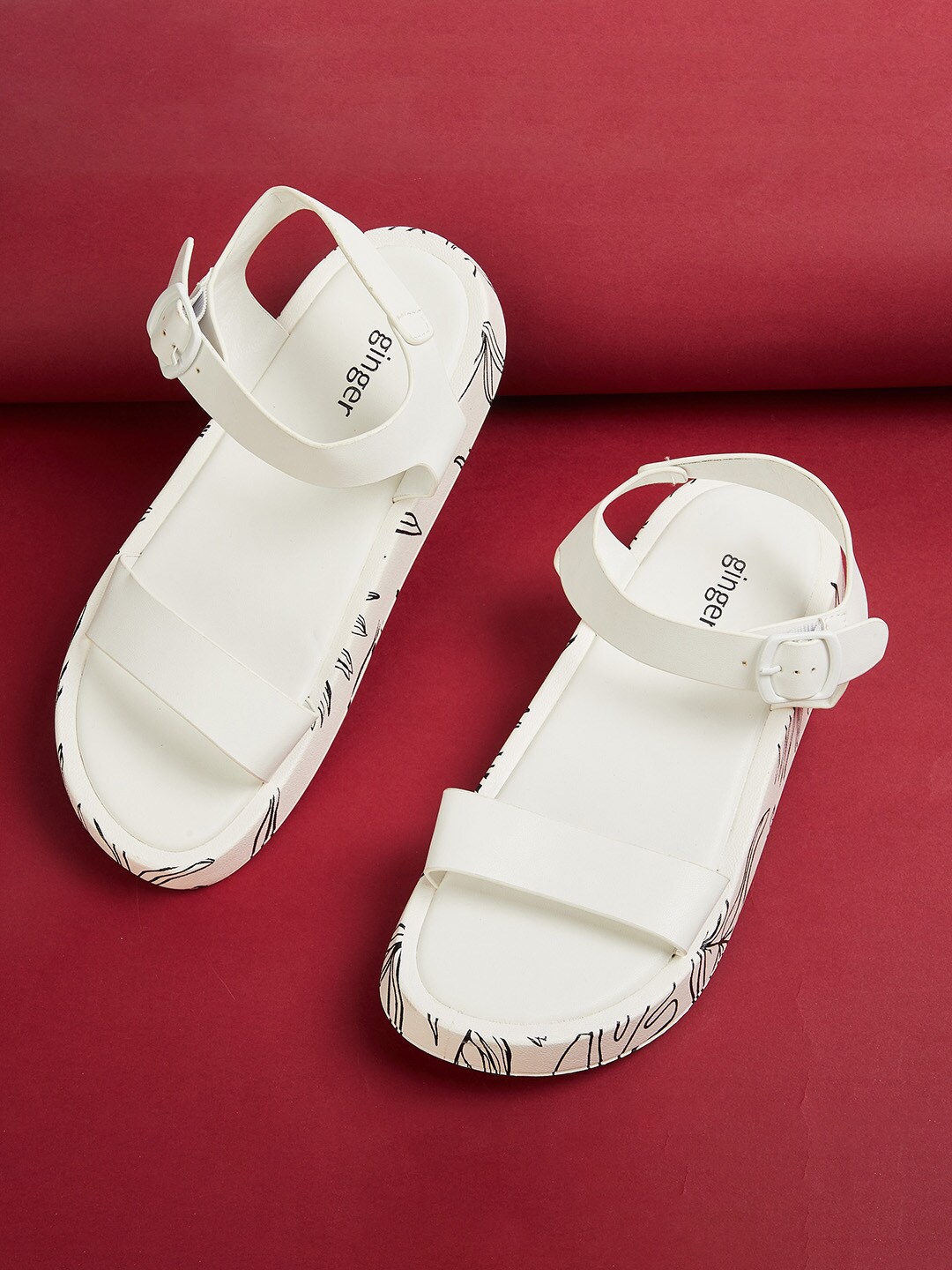 

Ginger by Lifestyle Women White Open Toe Flats