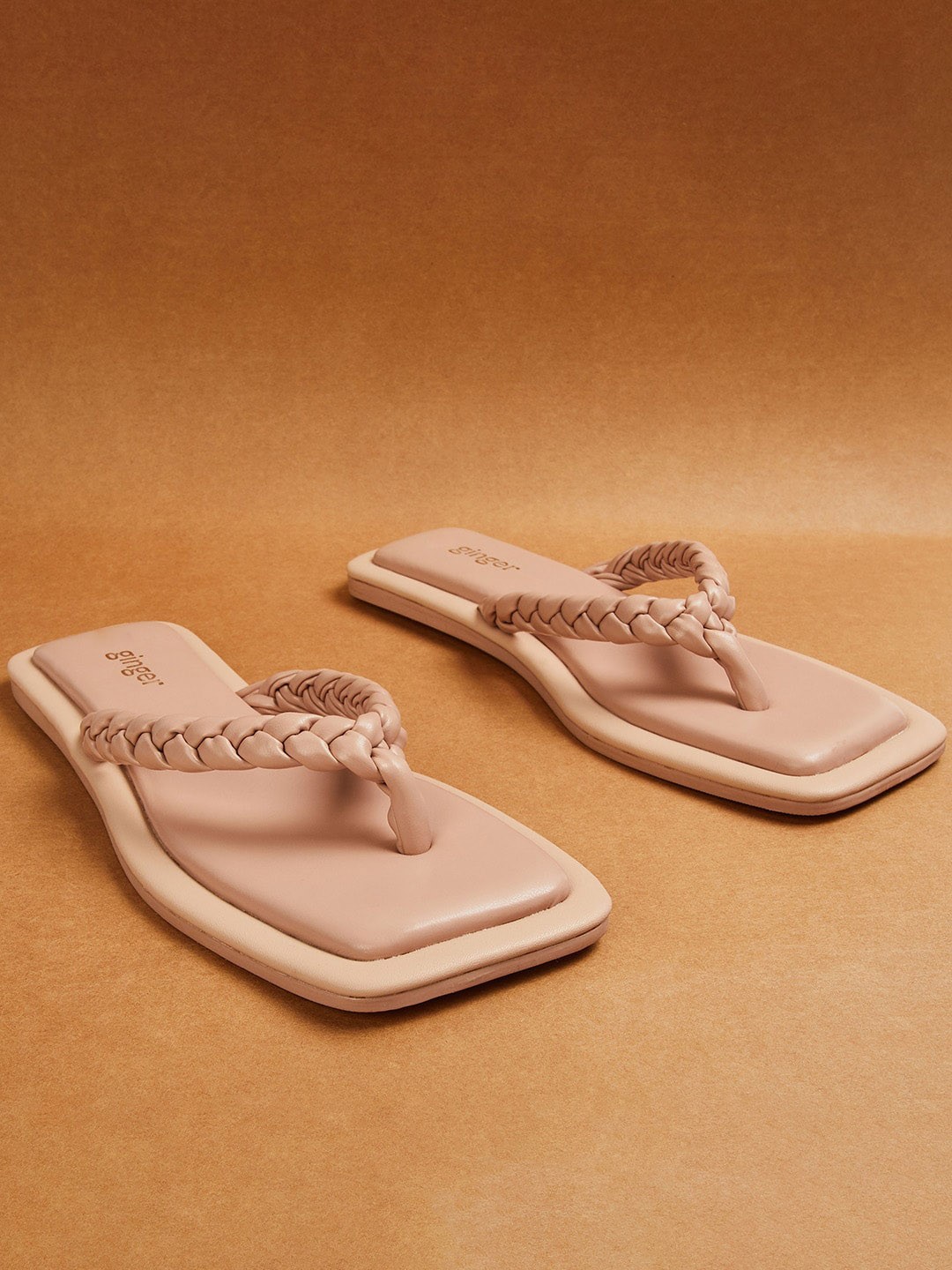 

Ginger by Lifestyle Women Textured Open Toe Flats, Pink