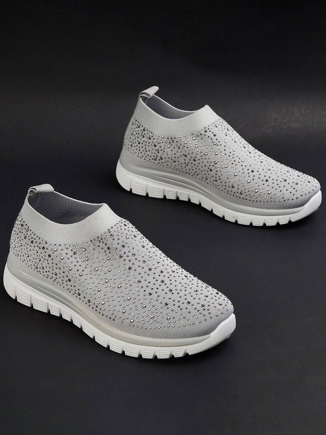 

Ginger by Lifestyle Women Woven Design Slip-On Sneakers, Grey