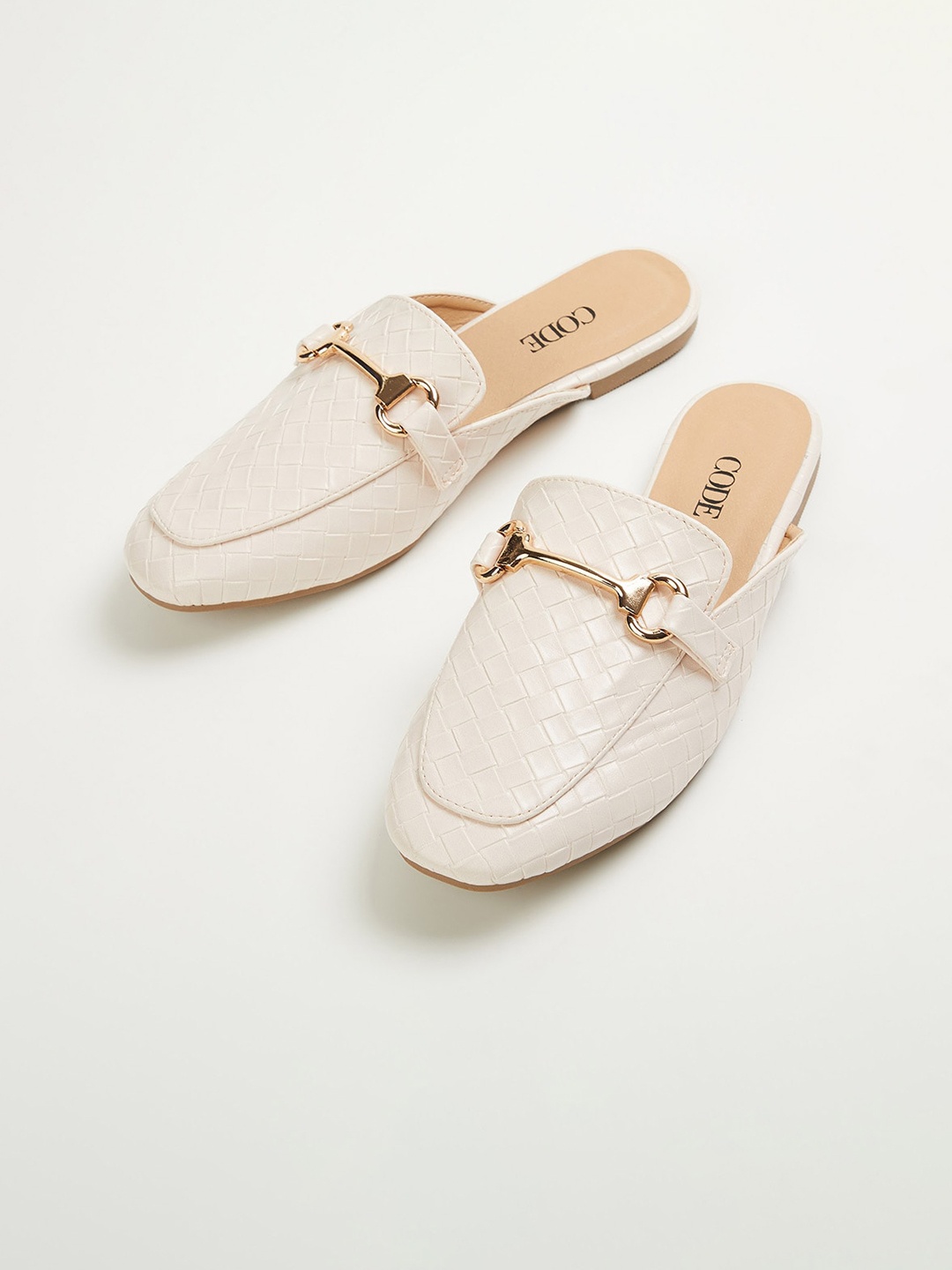 

CODE by Lifestyle Women Beige Textured Mules Flats
