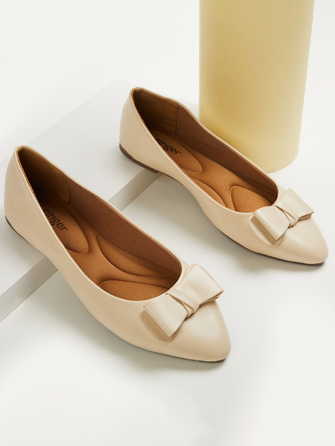 

Ginger by Lifestyle Women Ballerinas with Bows Flats, Beige
