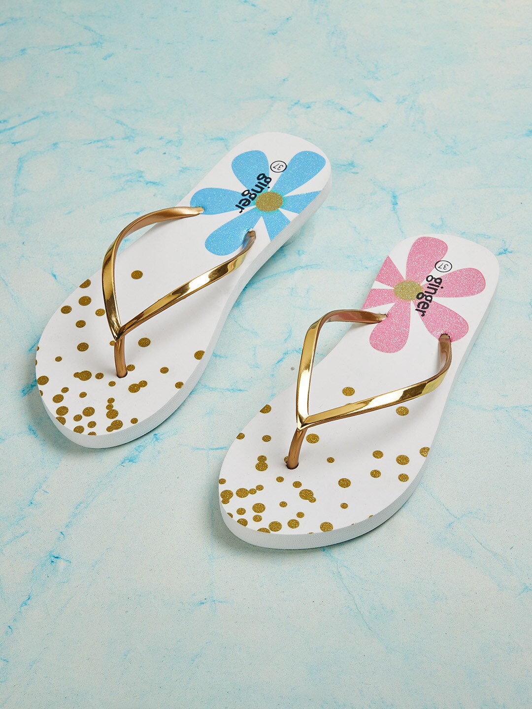 

Ginger by Lifestyle Women Printed Thong Flip-Flops, White