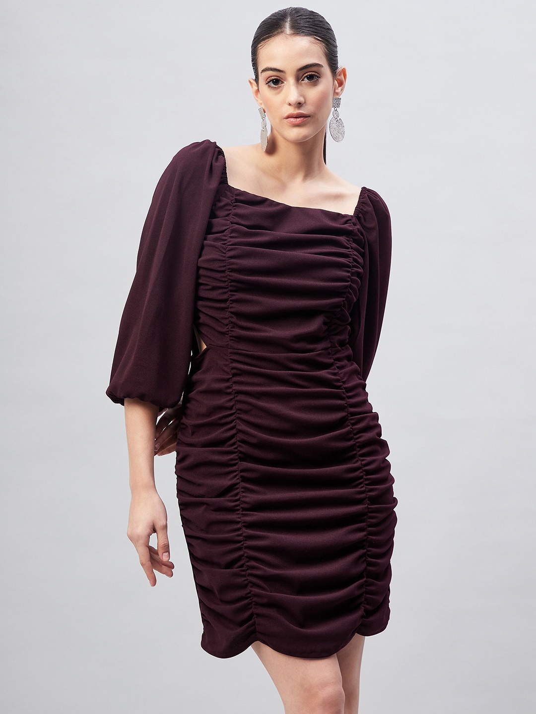 

Marie Claire Sheath Ruched Dress, Burgundy