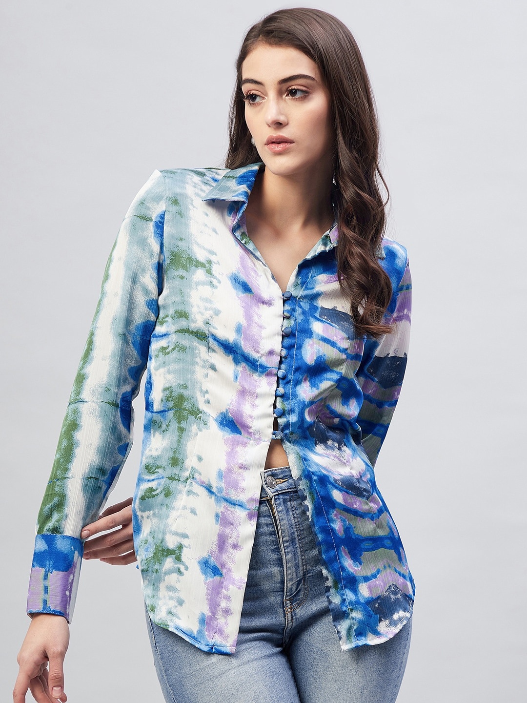 

Marie Claire Women Printed Casual Shirt, Blue