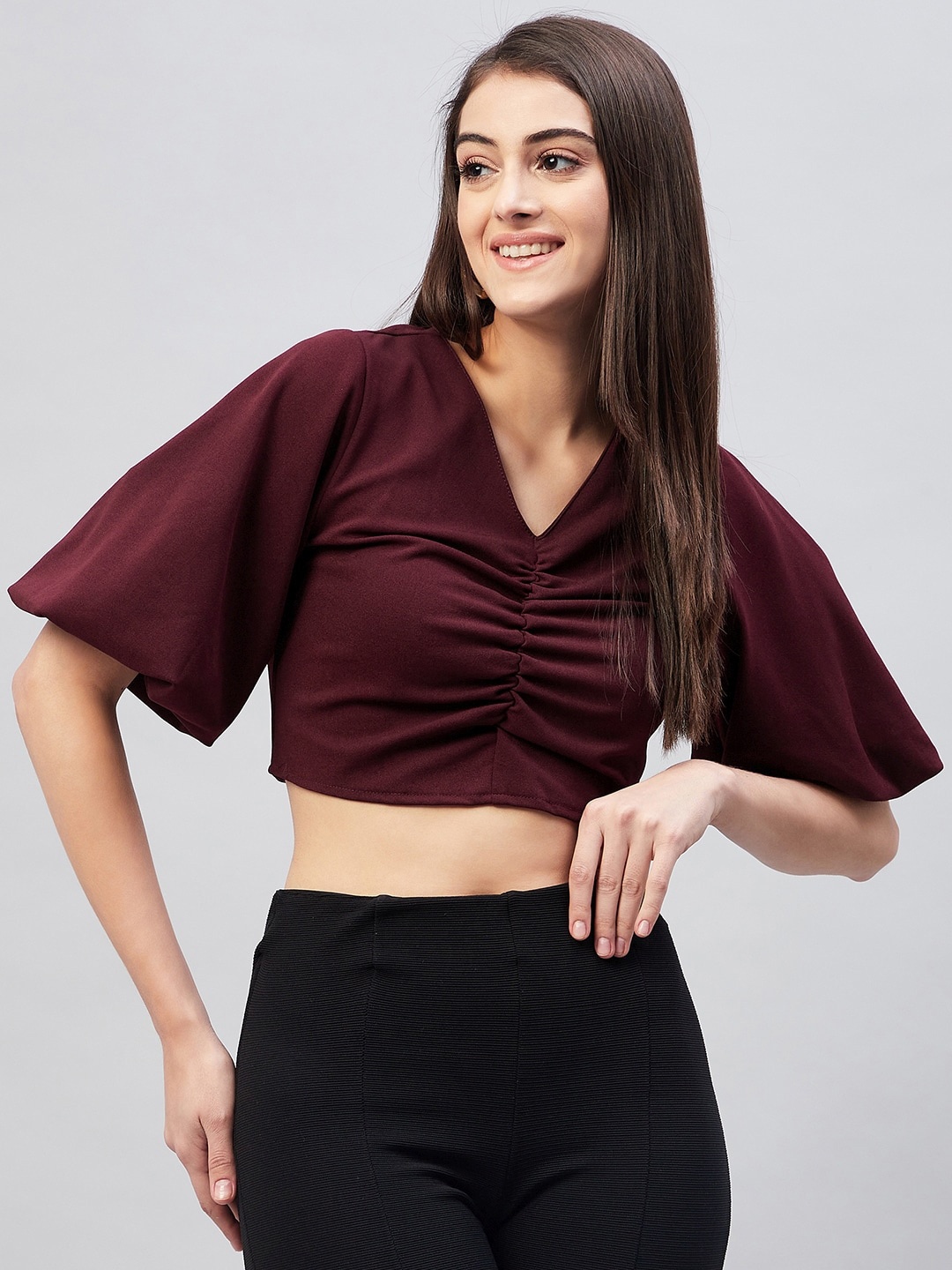 

Marie Claire Styled Back Crop Top, Maroon