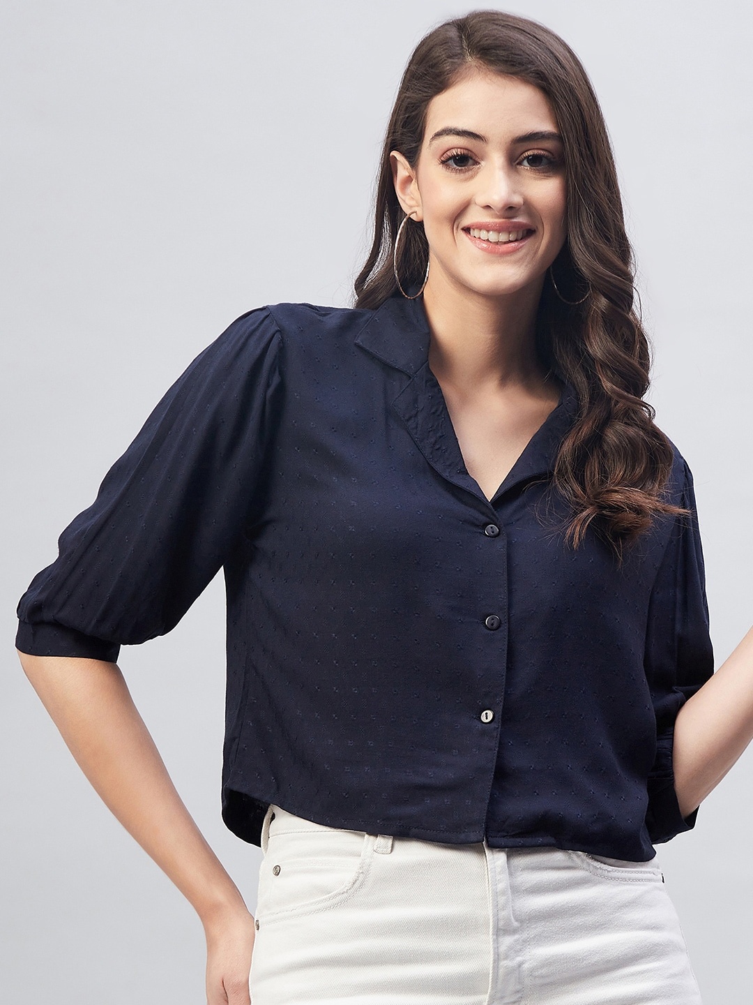 

Marie Claire Shirt Style Top, Navy blue
