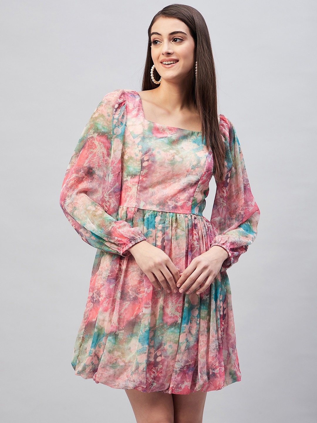 

RARE Floral Chiffon Dress, Green