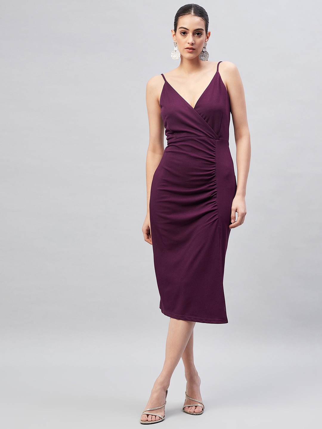 

RARE Shoulder Straps Sheath Midi Dress, Purple