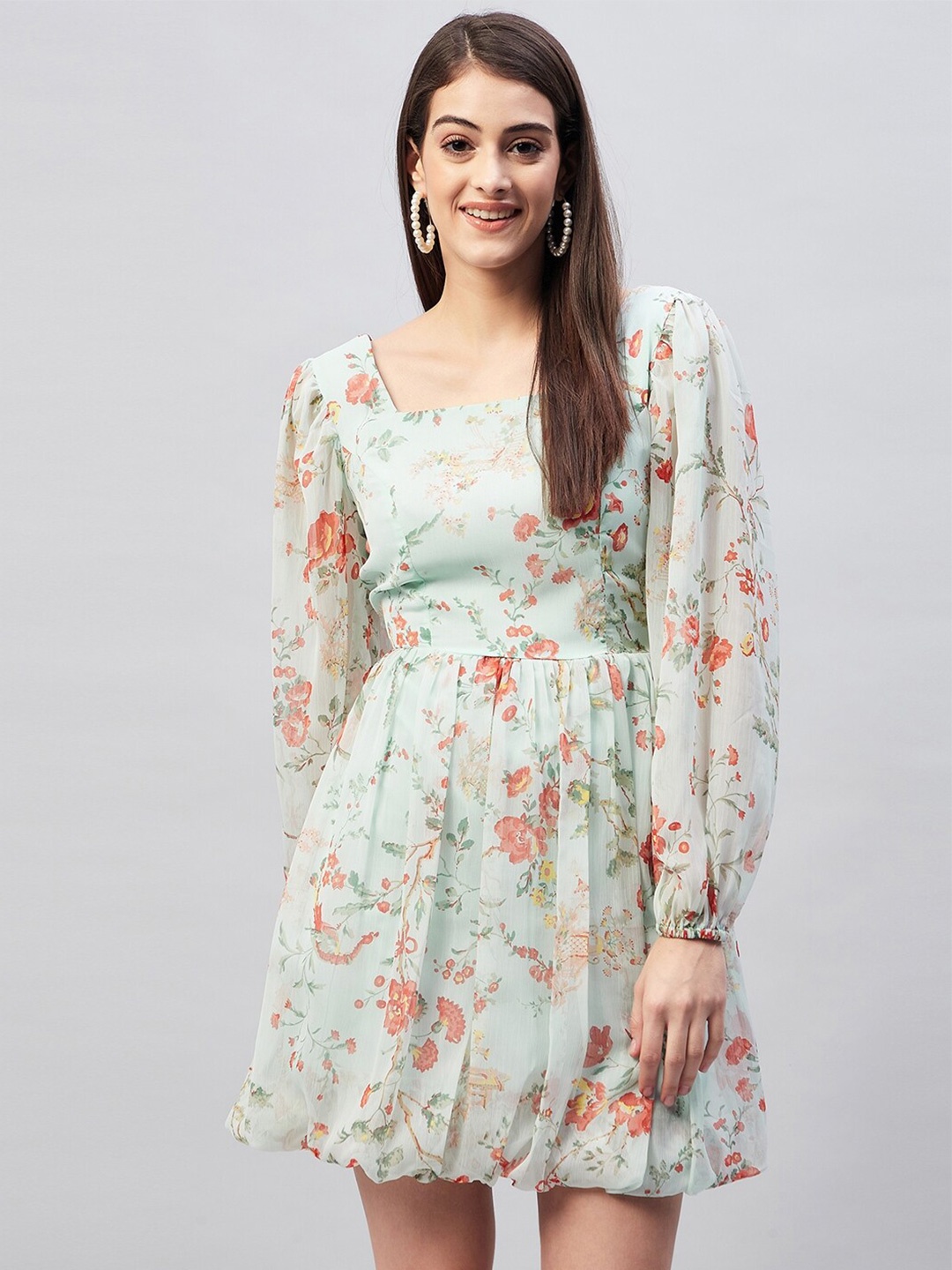 

Carlton London Sea Floral Chiffon Dress, Sea green