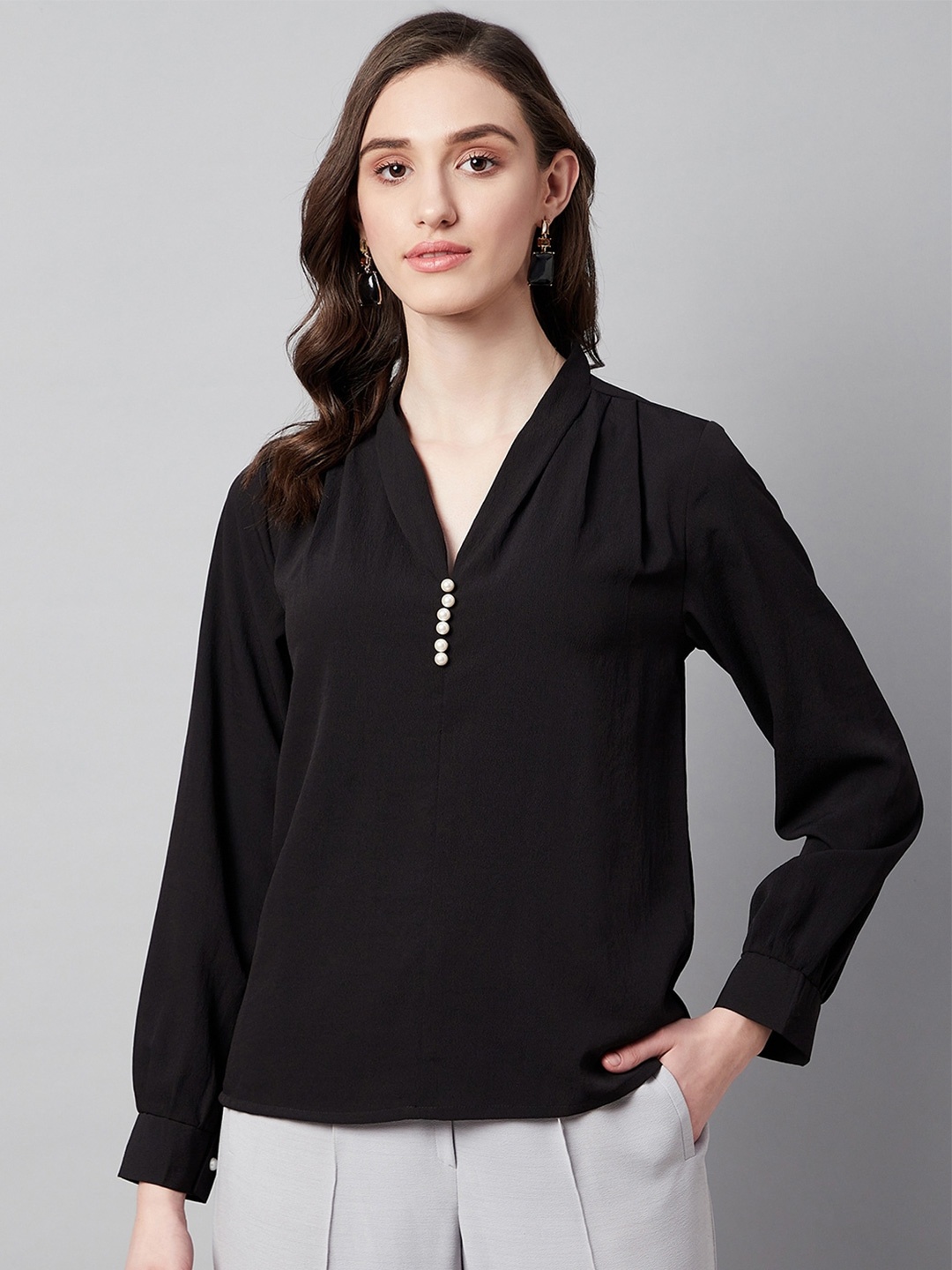 

Carlton London V-neck Top, Black