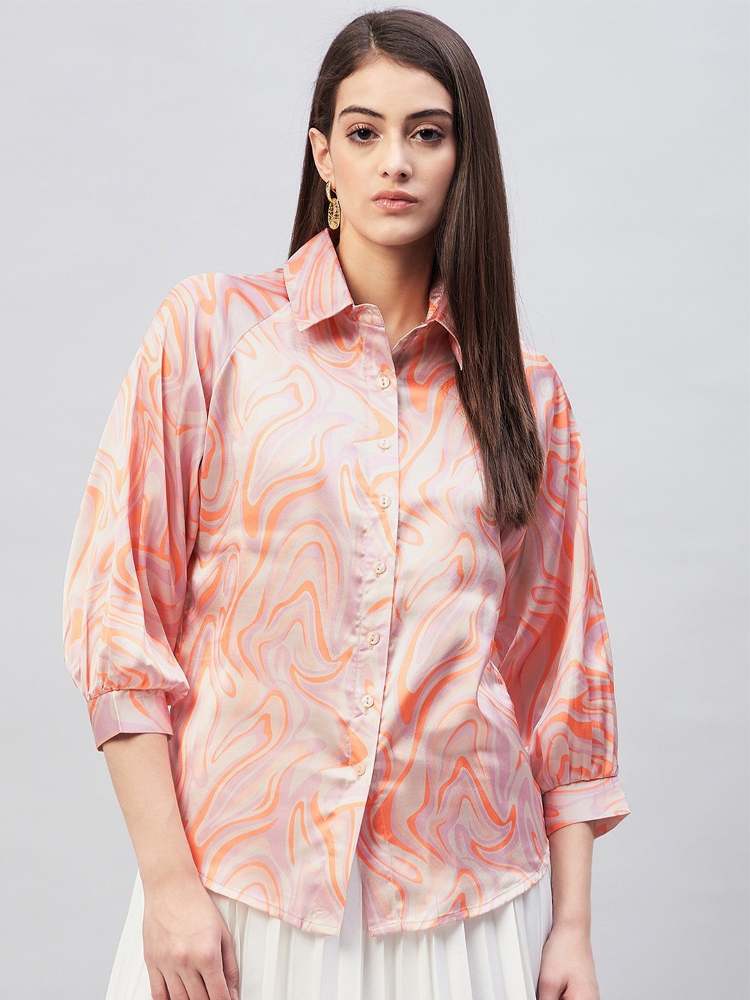 

Carlton London Women Abstract Printed Casual Shirt, Pink