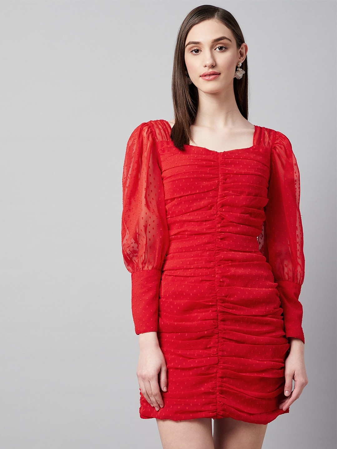 

Carlton London Georgette Bodycon Mini Dress, Red