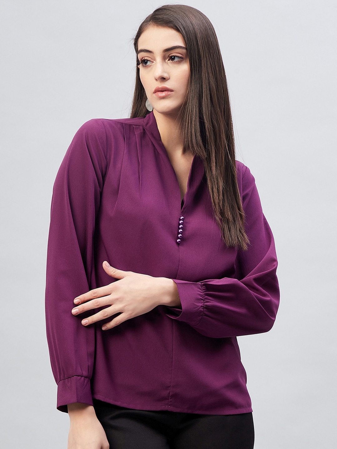 

Carlton London Solid Crepe Top, Purple