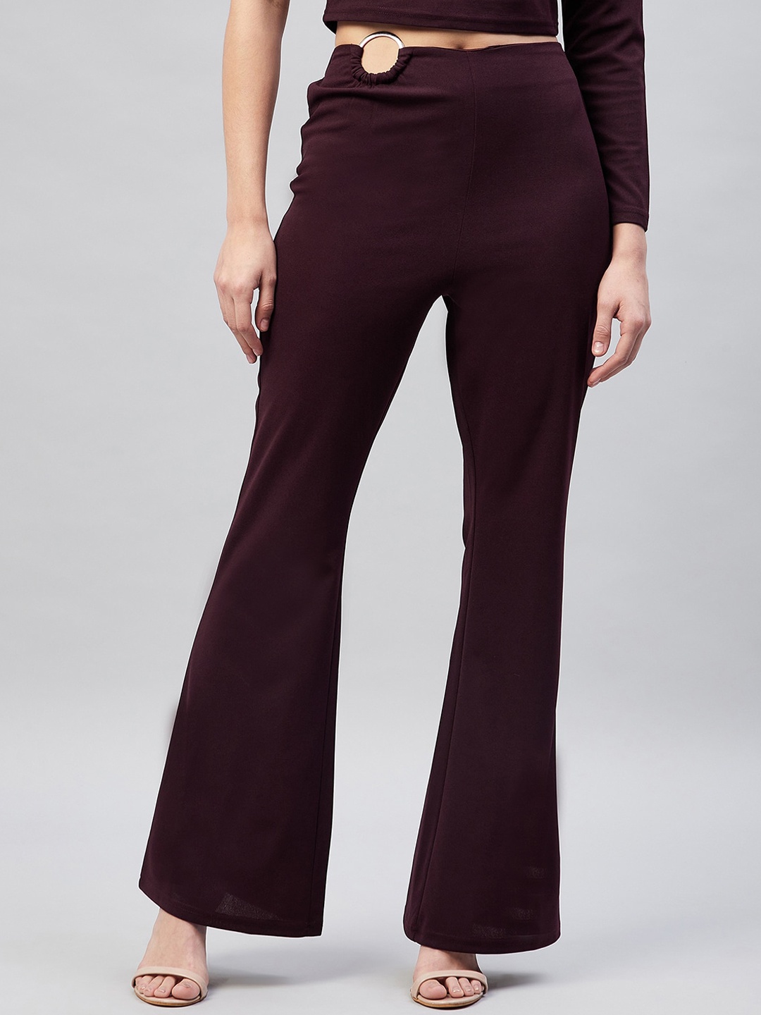 

Carlton London Women Straight Fit Trousers, Burgundy