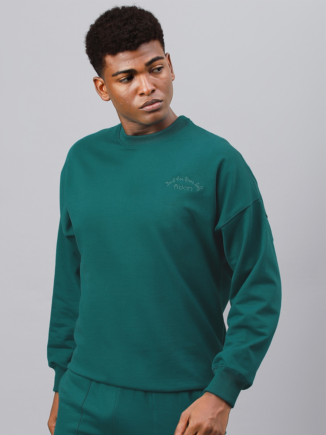 

Fitkin Round Neck Fleece Sweatshirt, Teal