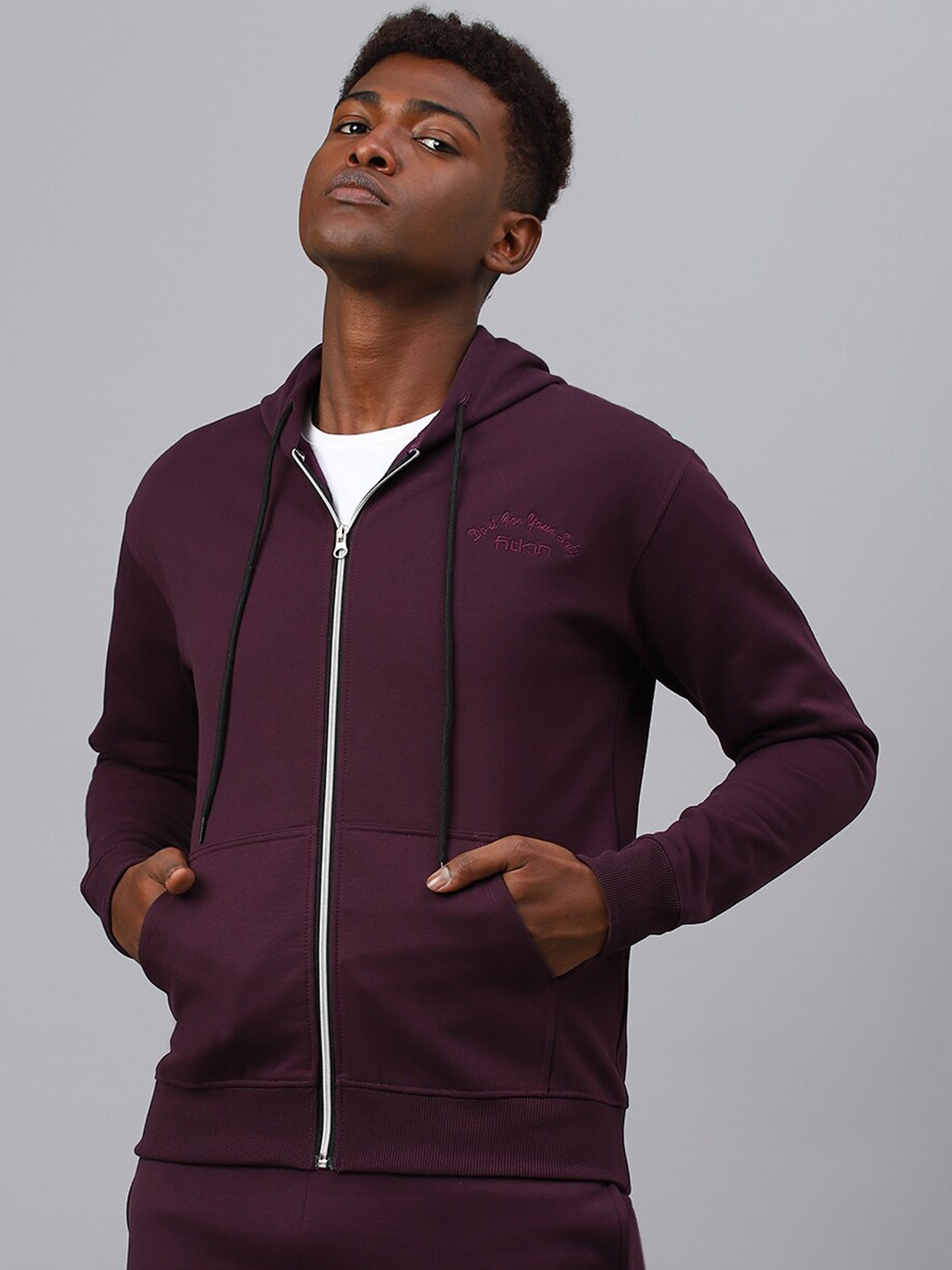 

Fitkin Men Fleece Outdoor Sporty Jacket, Purple