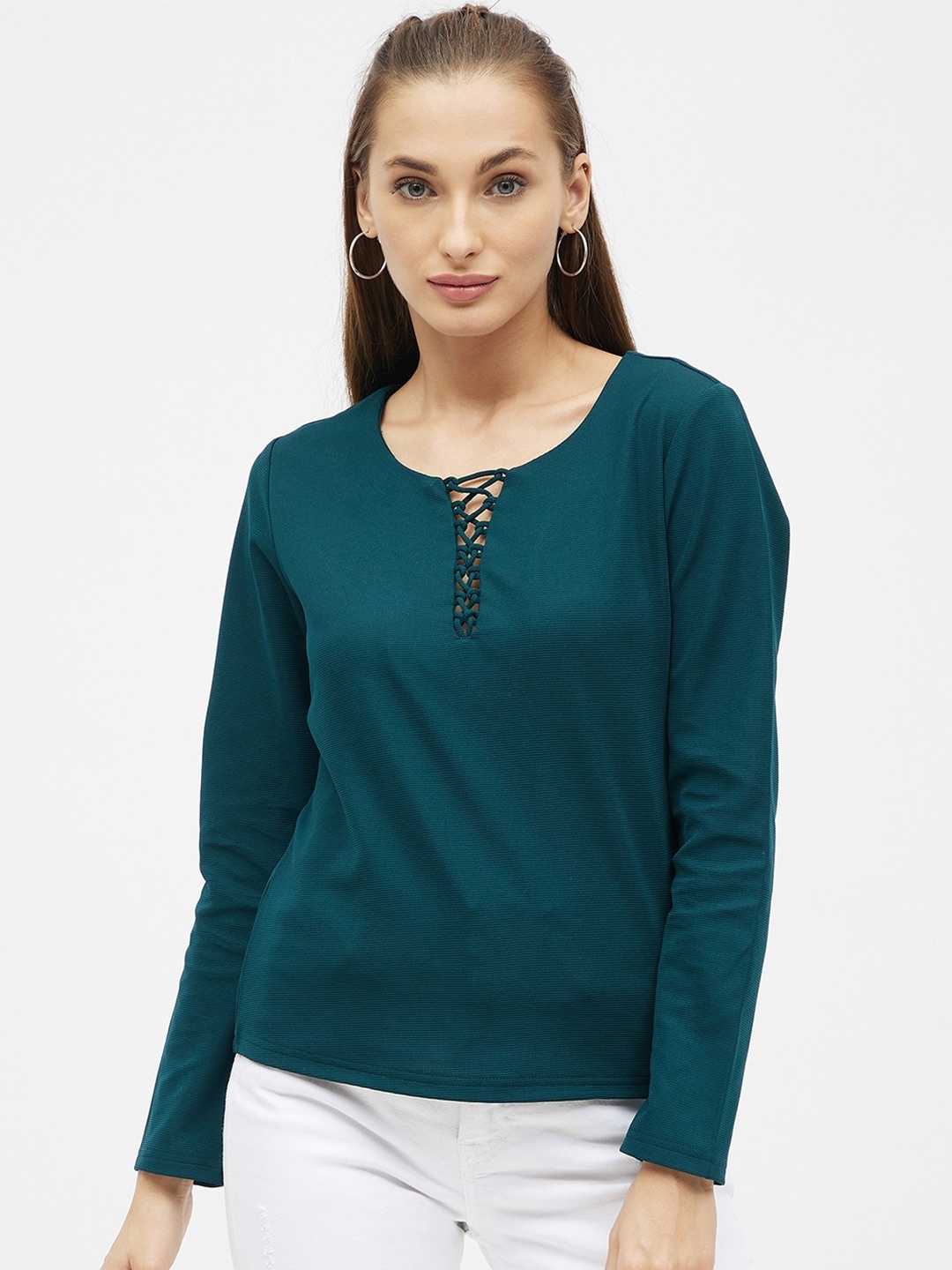 

Kibo Keyhole Neck Top, Teal