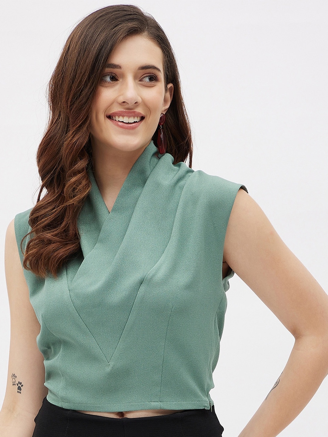 

Kibo Wrap Crop Top, Green
