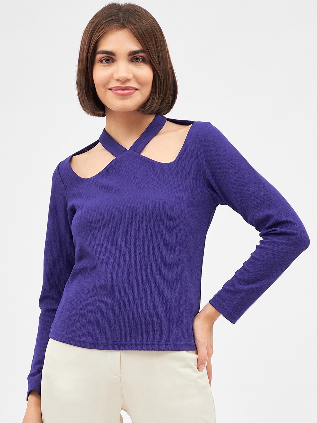 

Kibo V-Neck Cut Out Top, Blue