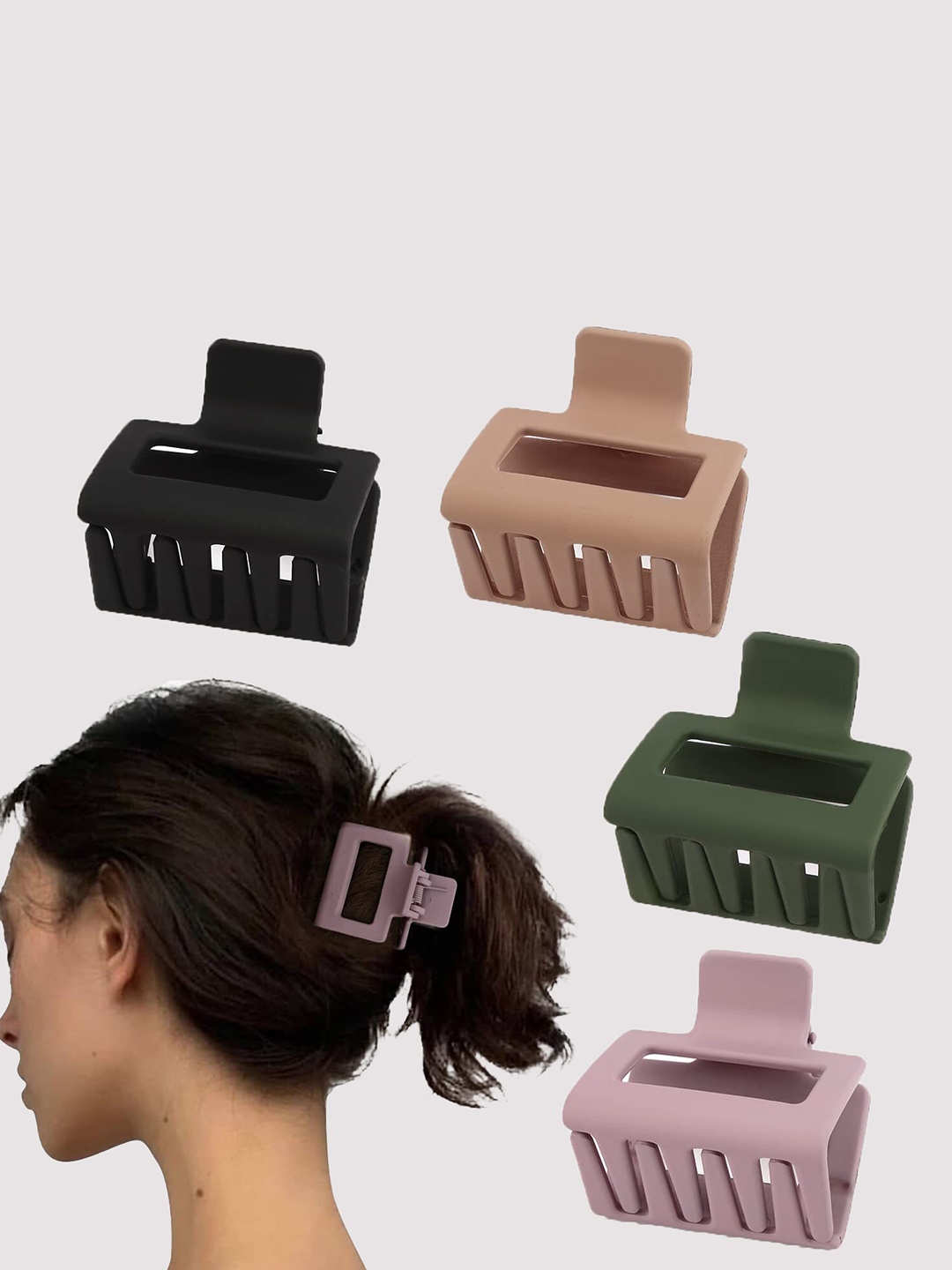 

FIMBUL Women Black & Green Set of 4 Claw Clip